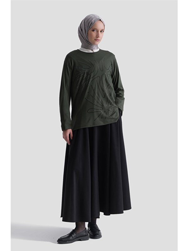 ARMİNE Penye Haki Anne Bluz