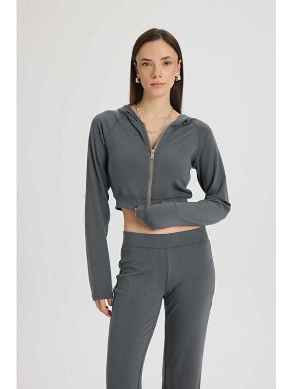 Mai Collection Remy Fermuarlı Füme Eşofman Takım