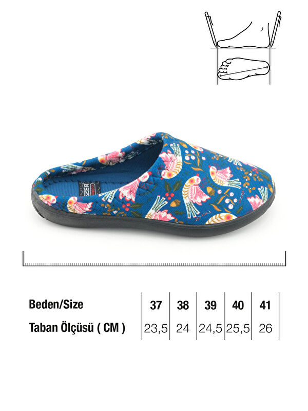 Gezer Gezer Mavi Kadın Kışlık PU Rahat Taban Desenli Ev Bahçe Gondol Terlik LC Waikiki'de! Mavi - 4. görsel