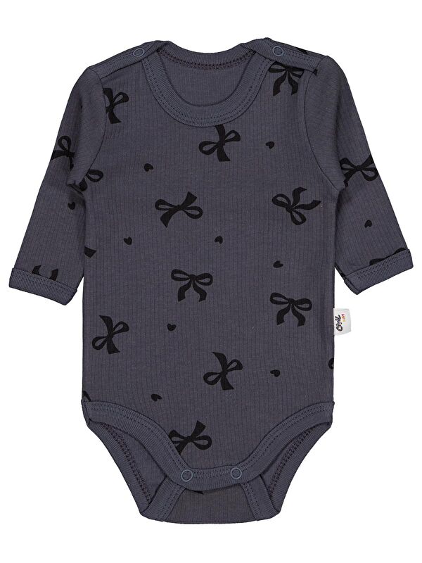 Civil Baby Fiyonk 1-36 Ay Çıtçıtlı Badi - Gri 12-18 Ay
