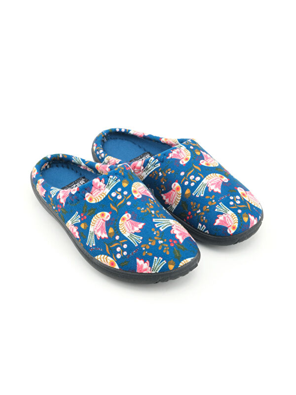 Gezer Gezer Mavi Kadın Kışlık PU Rahat Taban Desenli Ev Bahçe Gondol Terlik LC Waikiki'de! Mavi - 5. görsel