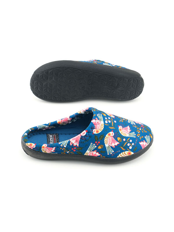 Gezer Gezer Mavi Kadın Kışlık PU Rahat Taban Desenli Ev Bahçe Gondol Terlik LC Waikiki'de! Mavi - 7. görsel