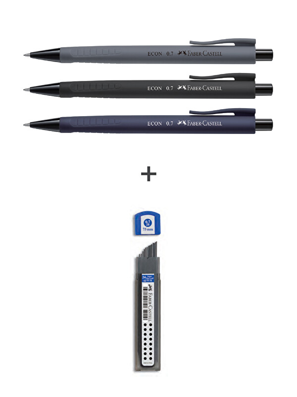 Faber-Castell 3'lü Econ Versatil, Urban 0.7 mm,Super Fine Min 2B 0.7 mm, 4'lü Yazım Seti