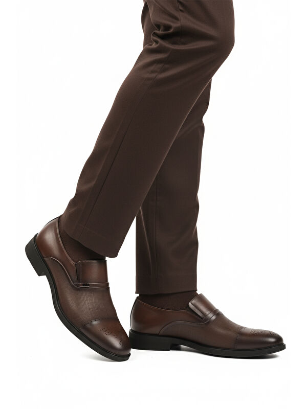 Kahve Hakiki Deri Kaymaz Taban Erkek Klasik Ayakkabı 380 M - Görsel 2