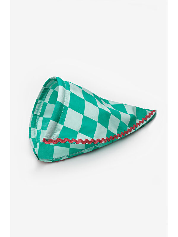Le Mabelle Mint  Dama Desenli Kız Çocuk Üçgen Fular Bandana