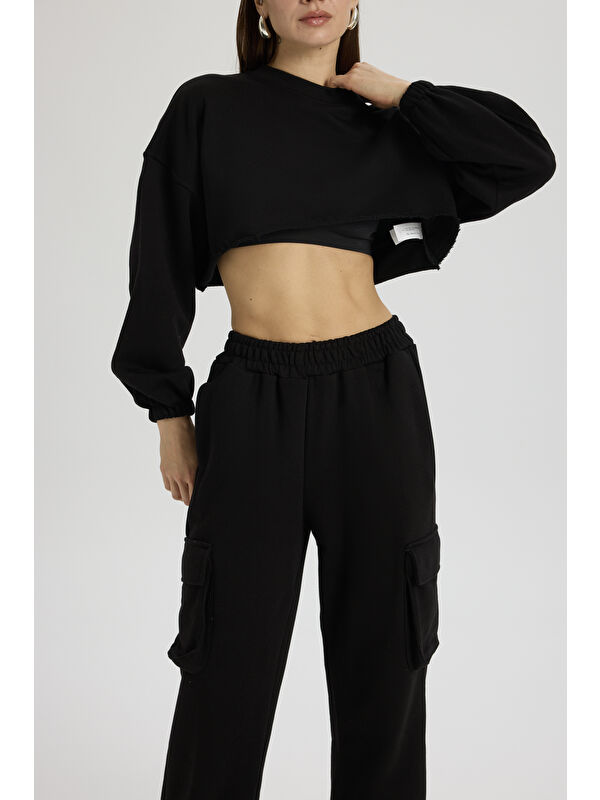 Mai Collection Swan Yandan Cepli Siyah Eşofman Takım