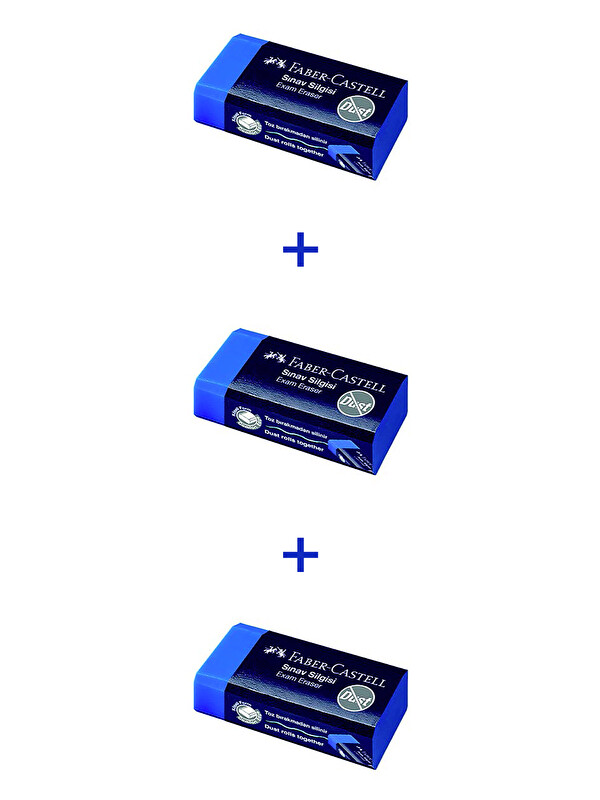 Faber-Castell Sınav Silgisi, Dust‑Free,3'lü Set,Yumuşak kenar, Kompakt form, PVC/fitalat/lateks içermez
