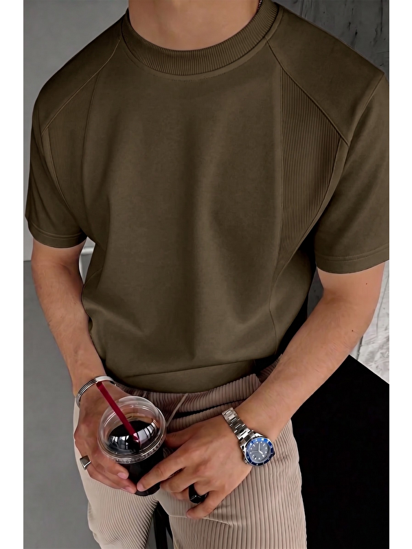 Genius Store Erkek Tişört Basic Bisiklet Yaka Tişört Rahat Kesim Dökümlü Günlük Spor Tshirt GARNİ-5050
