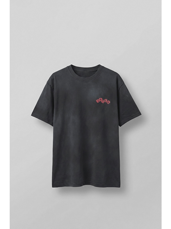 Abluka Online Erkek Oversize Yıkamalı Pamuklu Basic T-Shirt Siyah