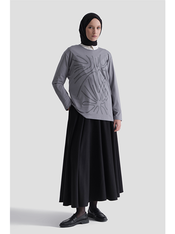 ARMİNE Penye Gri Anne Bluz