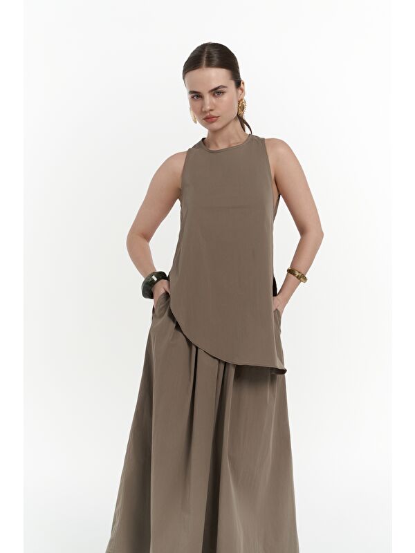 Mai Collection Delos Haki Bluz Etek Takım
