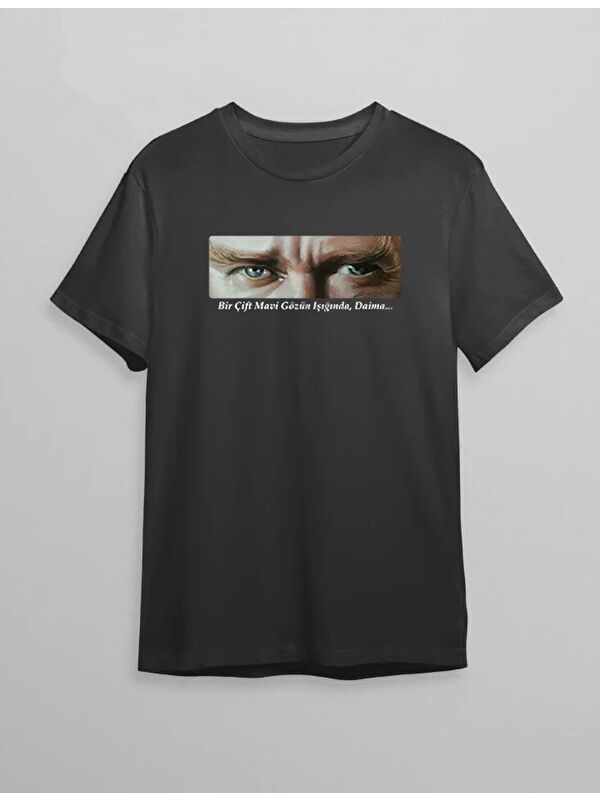 Jane's 10 Kasım Unisex Atatürk Baskılı T-shirt - Siyah