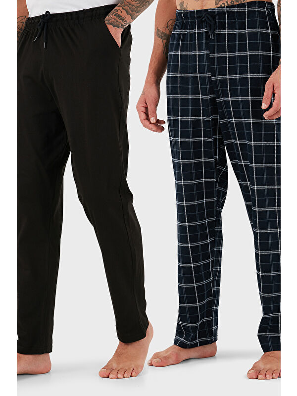 Buratti Pamuklu Regular Fit Normal Bel Düz Paça Cepli 2'li Paket Pijama Altı 6574003S2