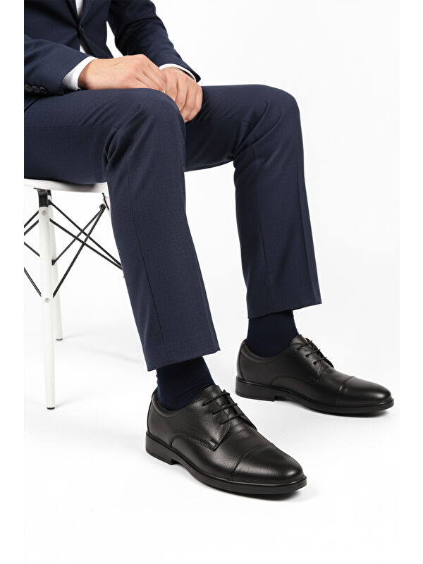 Siyah Bağcıklı Hakiki Deri Jel Taban Anatomik Erkek Klasik Ayakkabı 425 M - Görsel 2