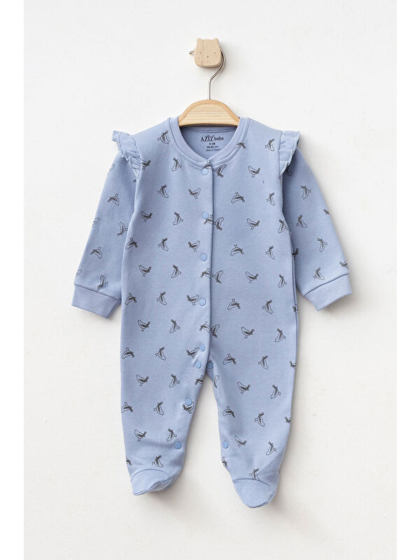 AZİZ BEBE Kız Bebek Çıtçıtlı Desenli Patikli Tulum 0 Ay 6 Ay