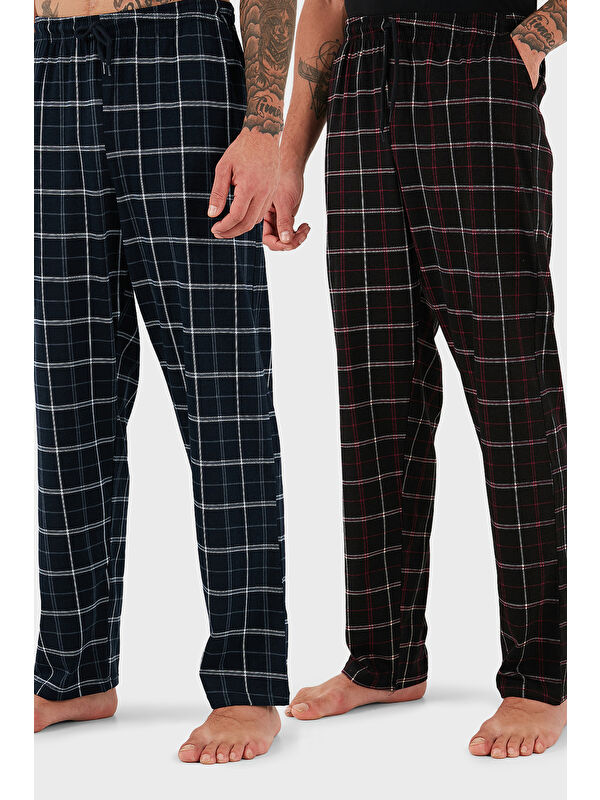 Buratti Pamuklu Regular Fit Normal Bel Düz Paça Cepli 2'li Paket Pijama Altı 6574003S2