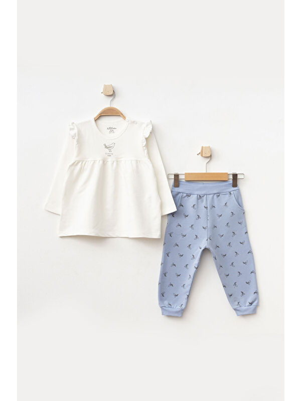 AZİZ BEBE Kız Bebek Animal Desenli Sweatshirt Pantolon 2 'li Alt Üst Bebek Takımı 3 Ay-36 Ay