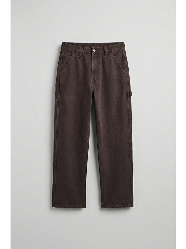Abluka Online Erkek Baggy Marangoz Cepli Jean Pantolon Kahverengi