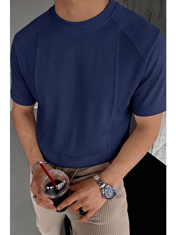 Genius Store Erkek Tişört Basic Bisiklet Yaka Tişört Rahat Kesim Dökümlü Günlük Spor Tshirt GARNİ-5050