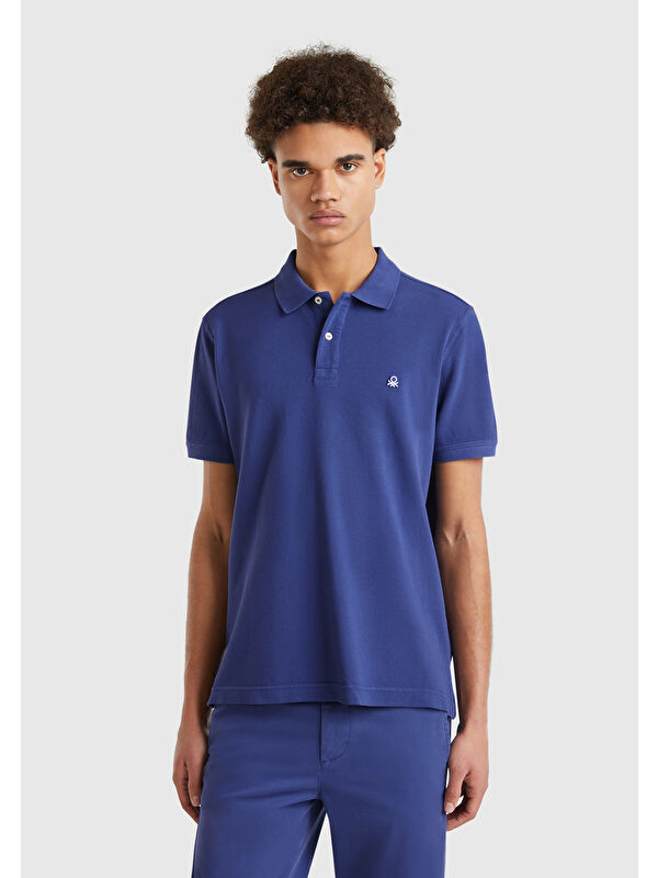 United Colors Of Benetton Erkek Lavanta Mavisi Regular Fit Kısa Kollu Polo Tişört