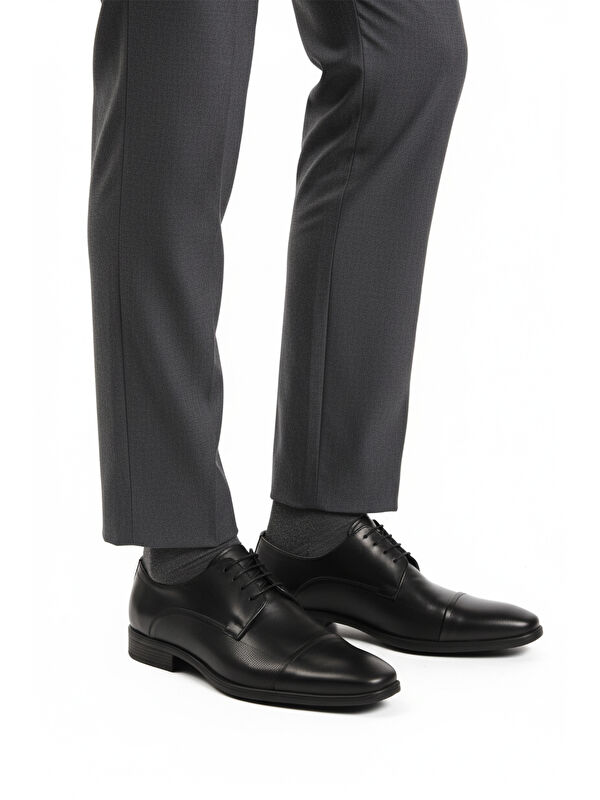 Siyah Hakiki Deri Kaymaz Taban Erkek Klasik Ayakkabı 977 M - Görsel 2