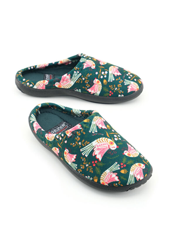 Gezer Kahverengi Gezer Kışlık Pu Kadın Rahat Taban Desenli Ev Bahçe Gondol Terlik