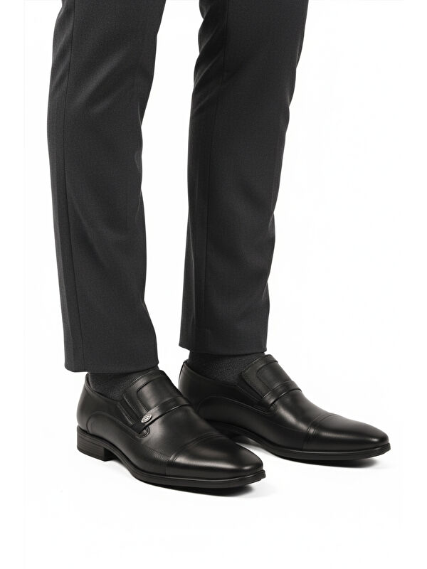 Siyah Hakiki Deri Kaymaz Taban Erkek Klasik Ayakkabı 976 M - Görsel 2