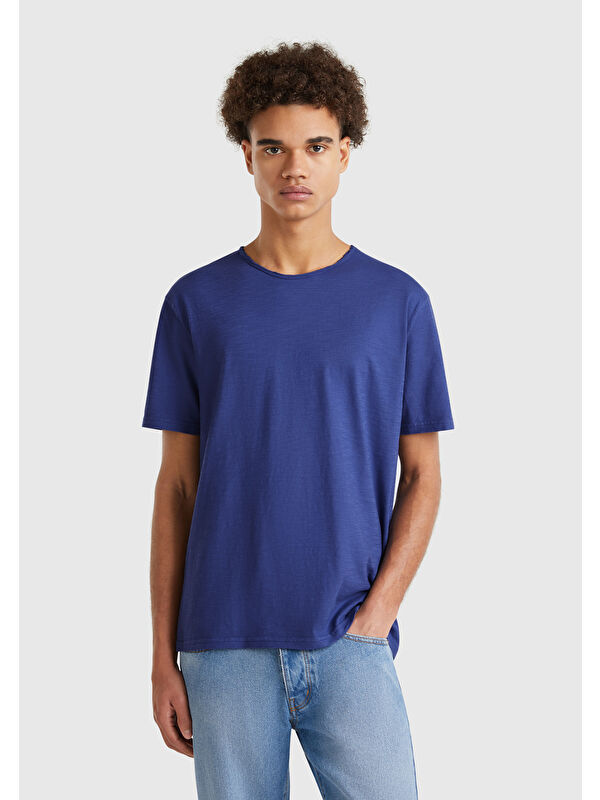 United Colors Of Benetton Erkek Lavanta Mavisi Bisiklet Yaka Slub Tişört