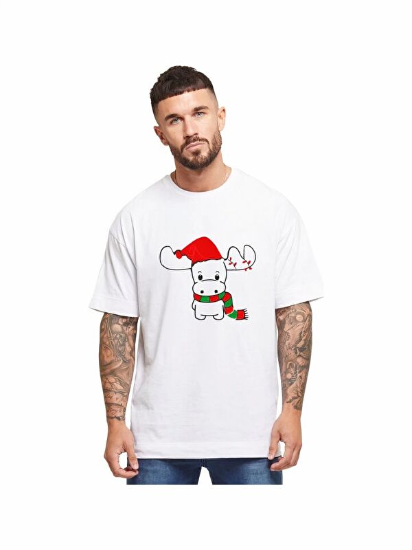 Jane's Ren Geyiği Baskılı T-shirt - Beyaz