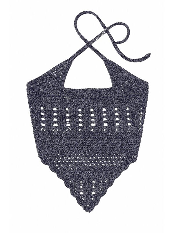 New Obsessions Düz Örgü Crochet Üçgen Bandana
