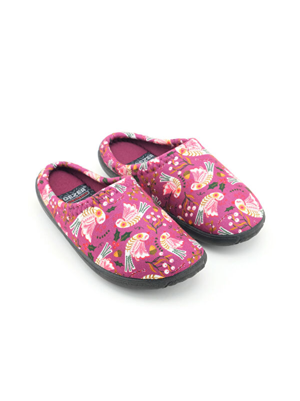 Gezer Kahverengi Gezer Kışlık Pu Kadın Rahat Taban Desenli Ev Bahçe Gondol Terlik