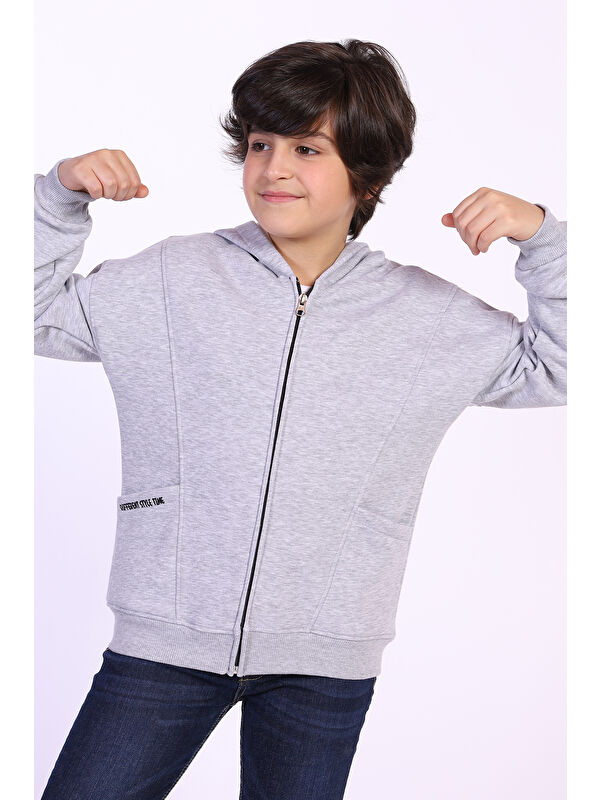 Toontoykids Erkek Çocuk Cep Dıfferent Style Tıme Baskılı Hırka