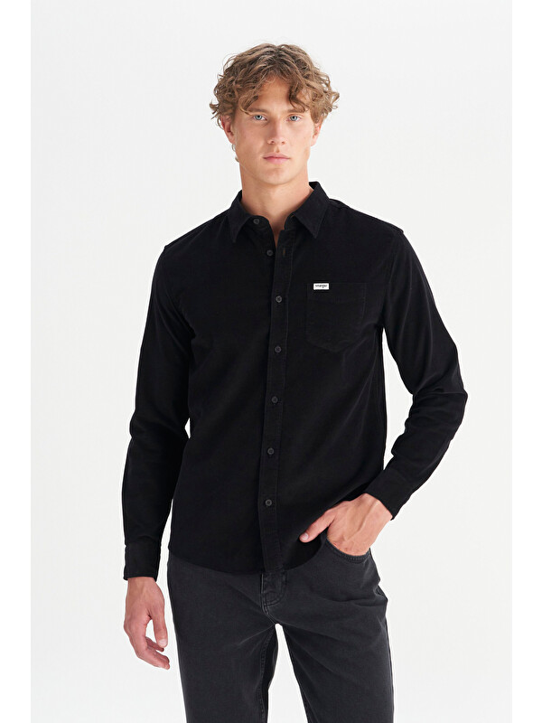 Wrangler %100 Pamuk Regular Fit Klasik Yaka Cepli Kadife Gömlek