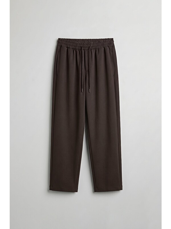 Abluka Online Erkek Relaxed Fit Lastikli Bel Pileli Pantolon Kahverengi