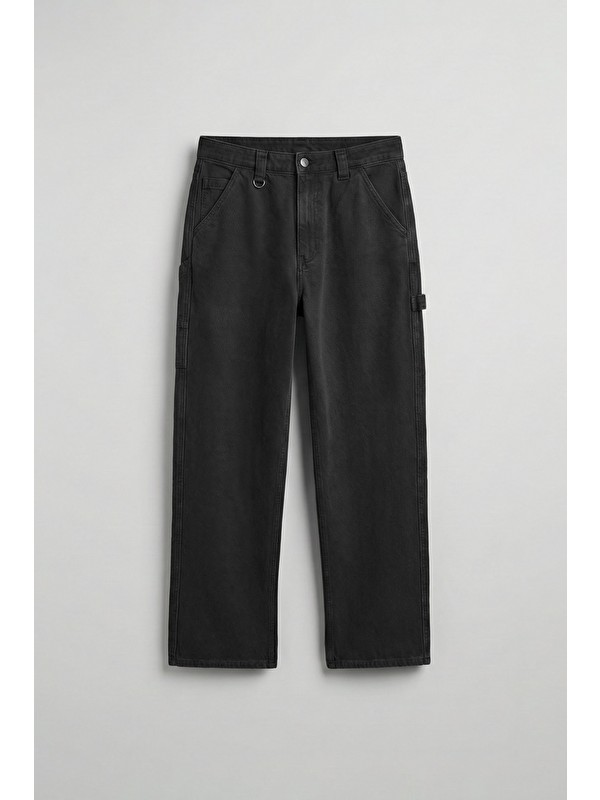 Abluka Online Erkek Baggy Marangoz Cepli Jean Pantolon Siyah