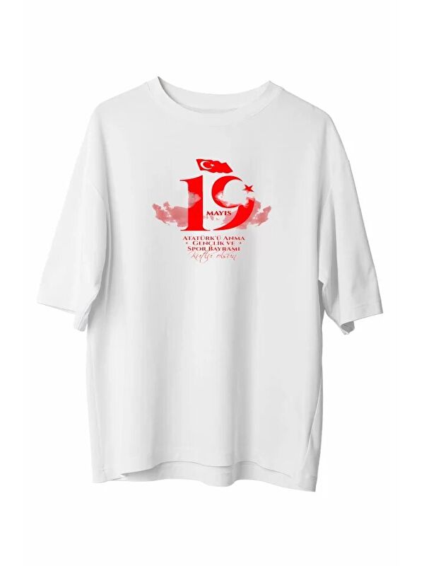 Jane's 19 Mayıs Unisex Baskılı T-shirt - Beyaz