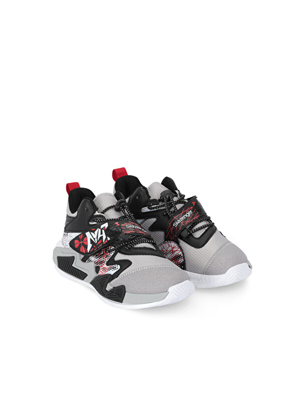 SLAZENGER KNIGHT I Unisex Çocuk Cırt Cırtlı Gri / Kırmızı Günlük Spor Ayakkabısı