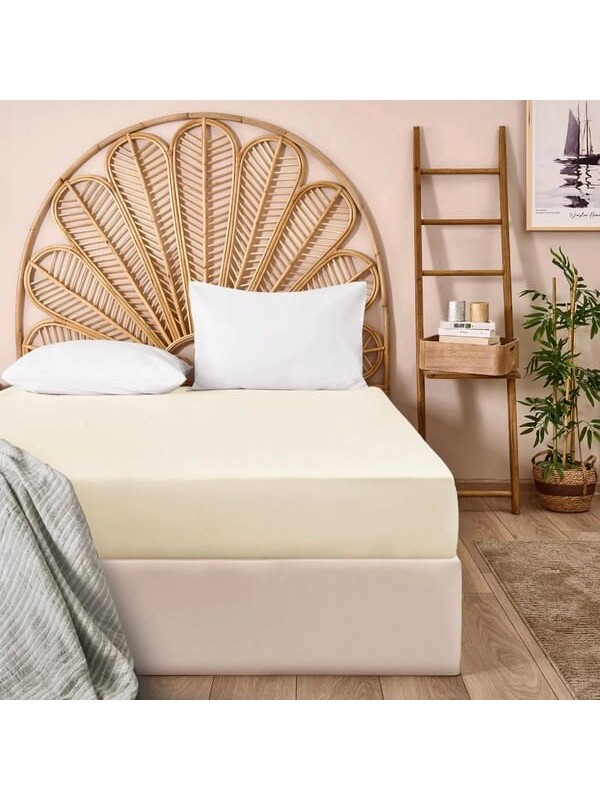 Evidea Soft Penye Çift Kişilik Lastikli Çarşaf - Ekru - 160x200 cm