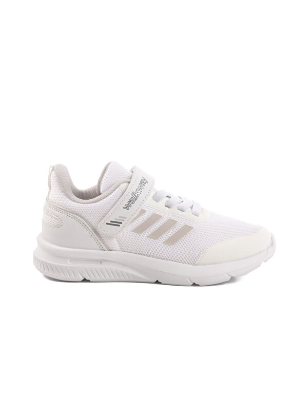 Beyaz Cırtlı Fileli Hafif Unisex Çocuk Spor Ayakkabı Fav 100 F - Görsel 2