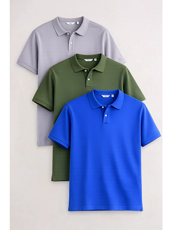 COMBINE Erkek Kısa Kollu Basic 3 Lü Polo Yaka Tişört