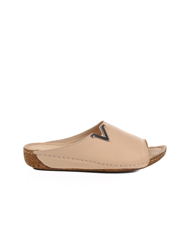 Bej Hakiki Deri Kadın Terlik 002 Z - Görsel 2