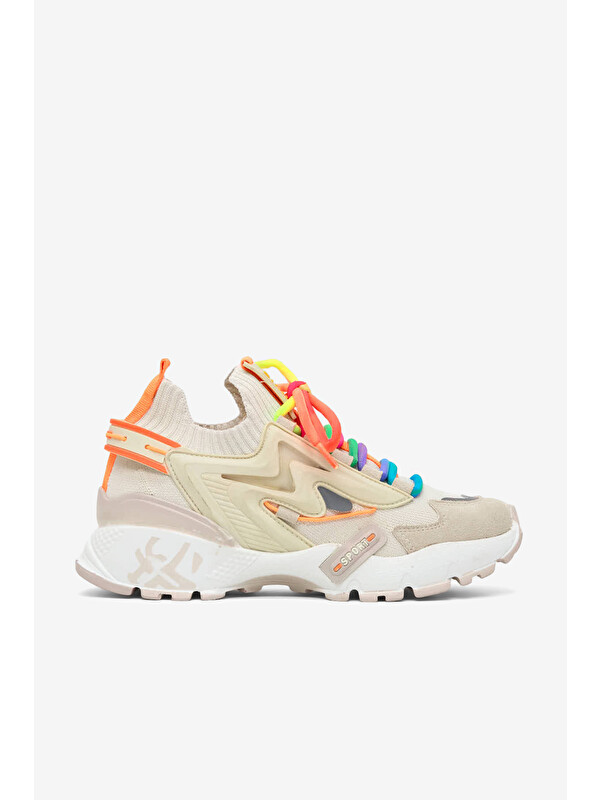 TONNY BLACK Kadın Bej Rahat Kalıp Renkli Lastik Boğazlı Bağcıklı Sneaker