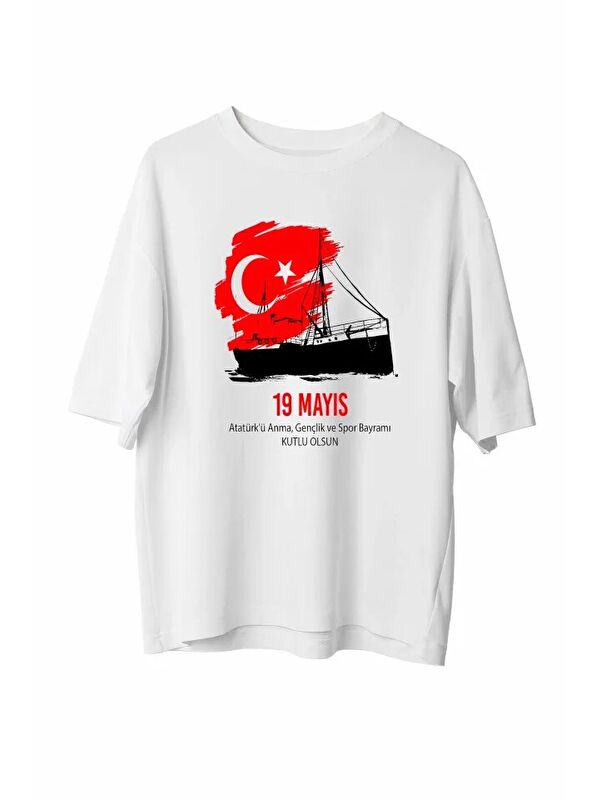 Jane's 19 Mayıs 20/1 Unisex Baskılı T-shirt - Beyaz