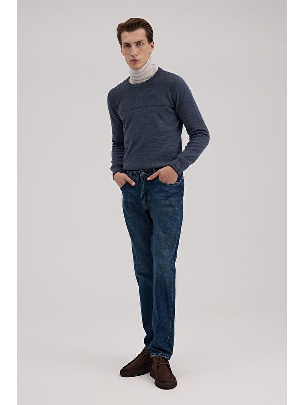 JAKAMEN Lacivert Slim Fit %100 Pamuk 5 Cep Jean Pantolon