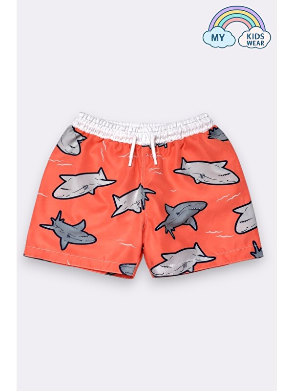 My Kids Wear Erkek Çocuk Desenli Deniz Şortu 3-16 Yaş 12495