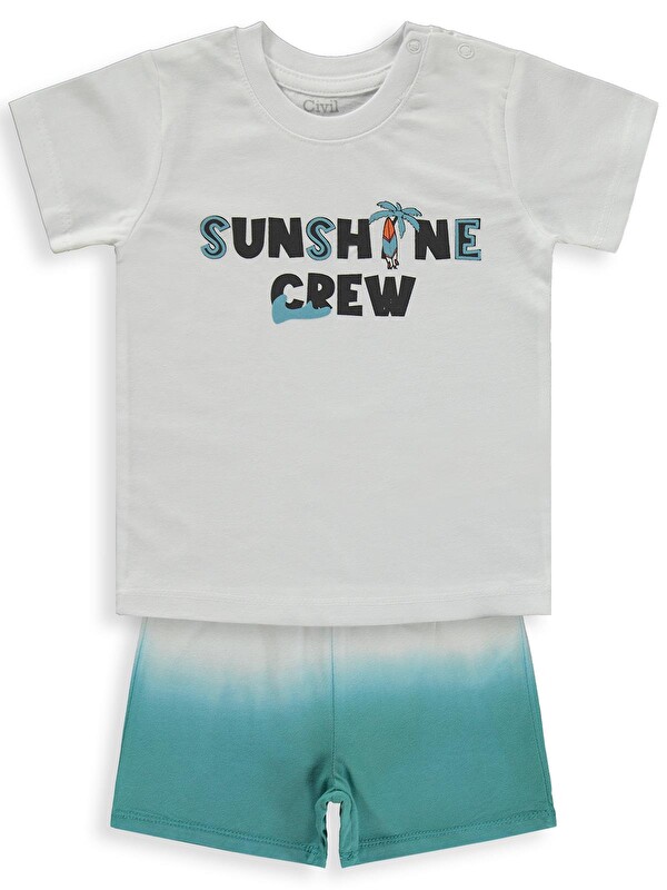 Civil Baby Sunshine Crew Baskılı 6-18 Ay Takım - Beyaz