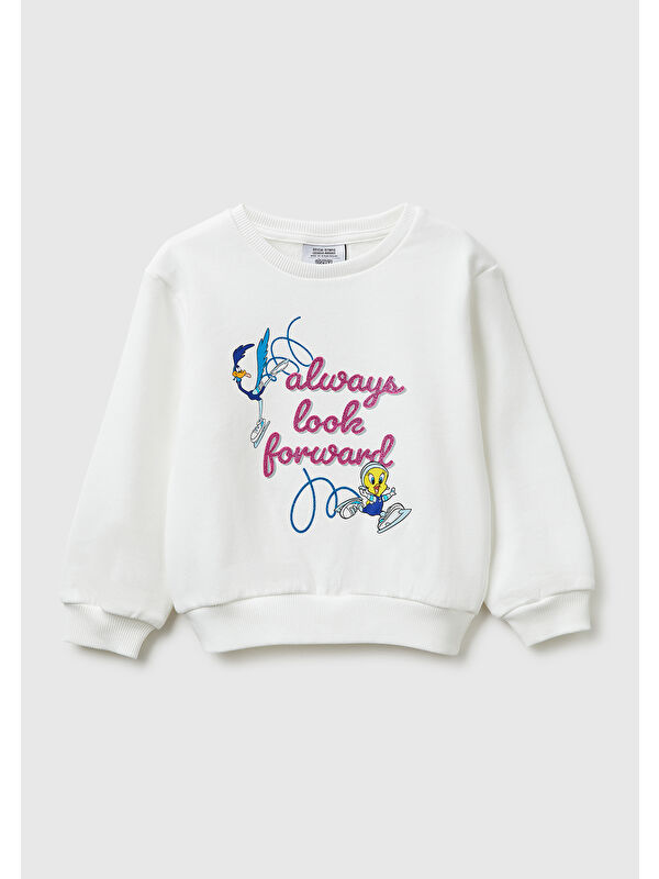 United Colors Of Benetton Kız Çocuk Looney Tunes Baskılı Bisiklet Yaka Sweatshirt