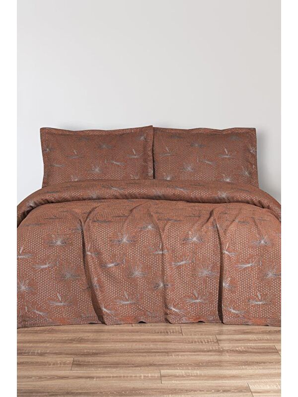 Çeyiz Diyarı Hermes 3 Parça Çift Kişilik Pike Takımı 230x250 Turuncu