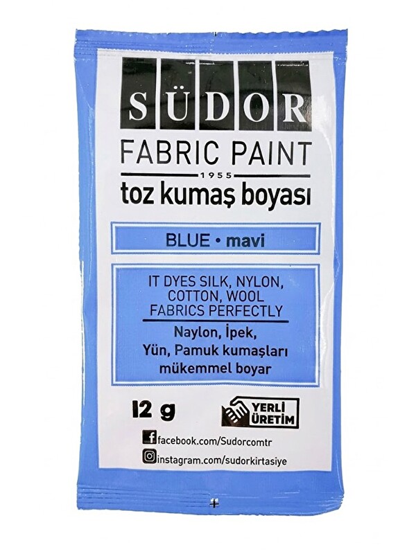 Südor Kumaş Boyası Toz 12 gr 1 Adet Toz Tekstil Kumaş Boyası