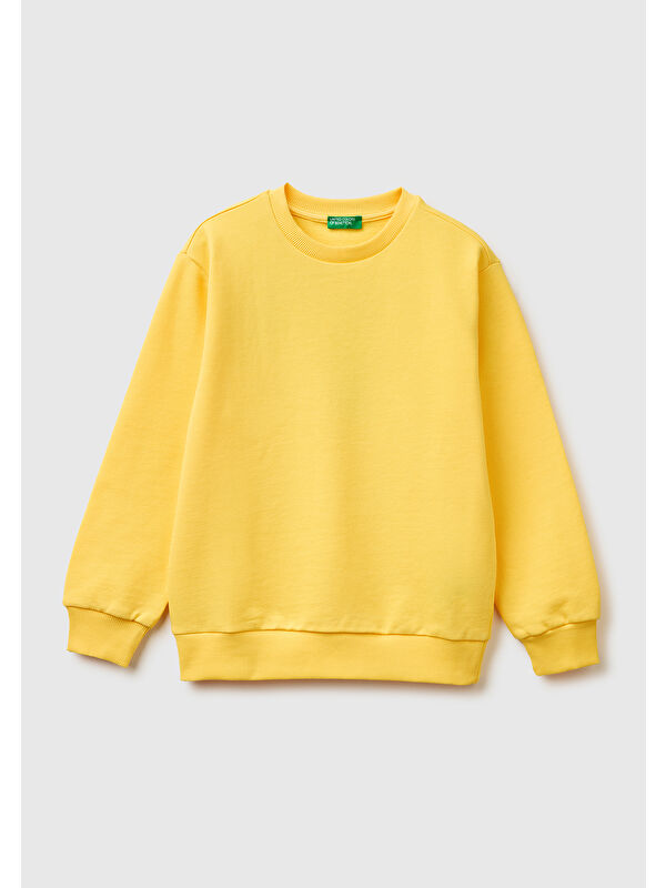 United Colors Of Benetton Erkek Çocuk Arkası Baskılı Rahat Kalıp Bisiklet Yaka Sweatshirt